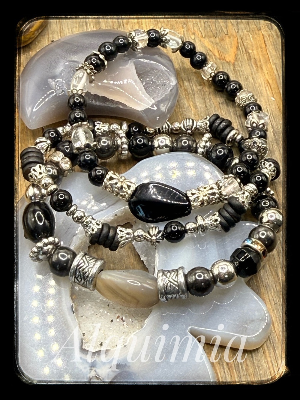 Curated bracelet black gemstone stack + Ando Bruja 🧙♀️